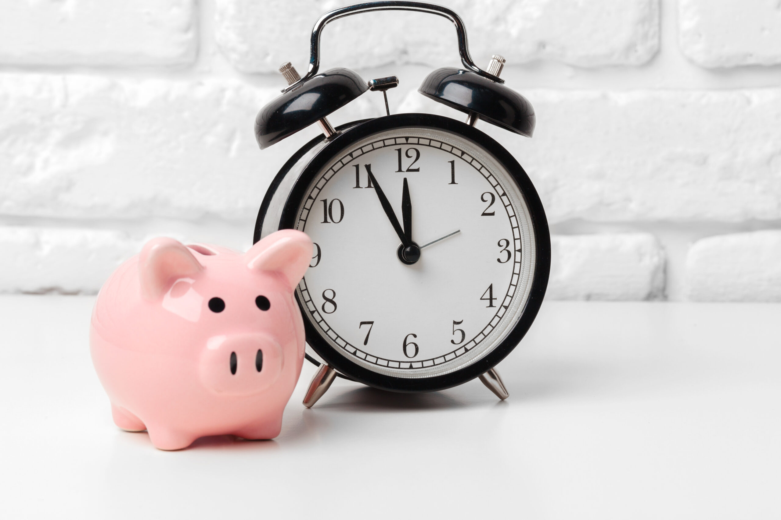 Piggy Bank and Clock Image